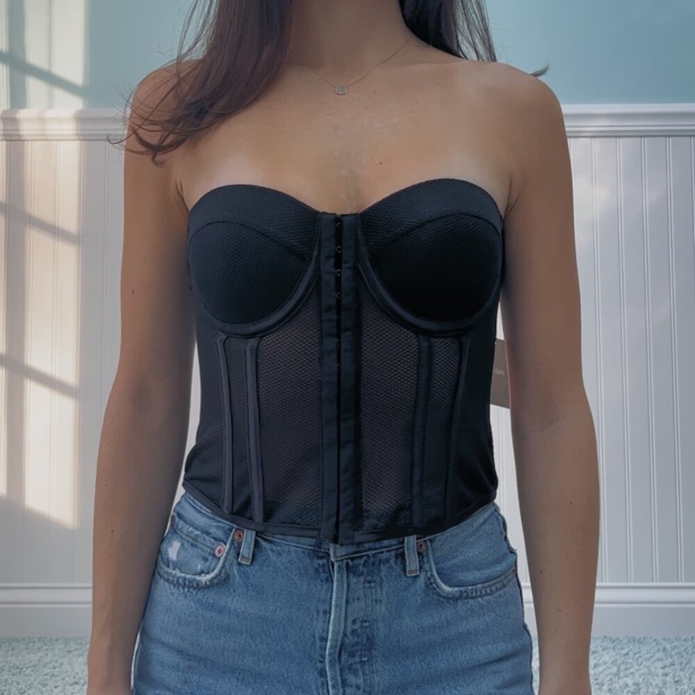 Revolve Black Mesh Corset: Size M